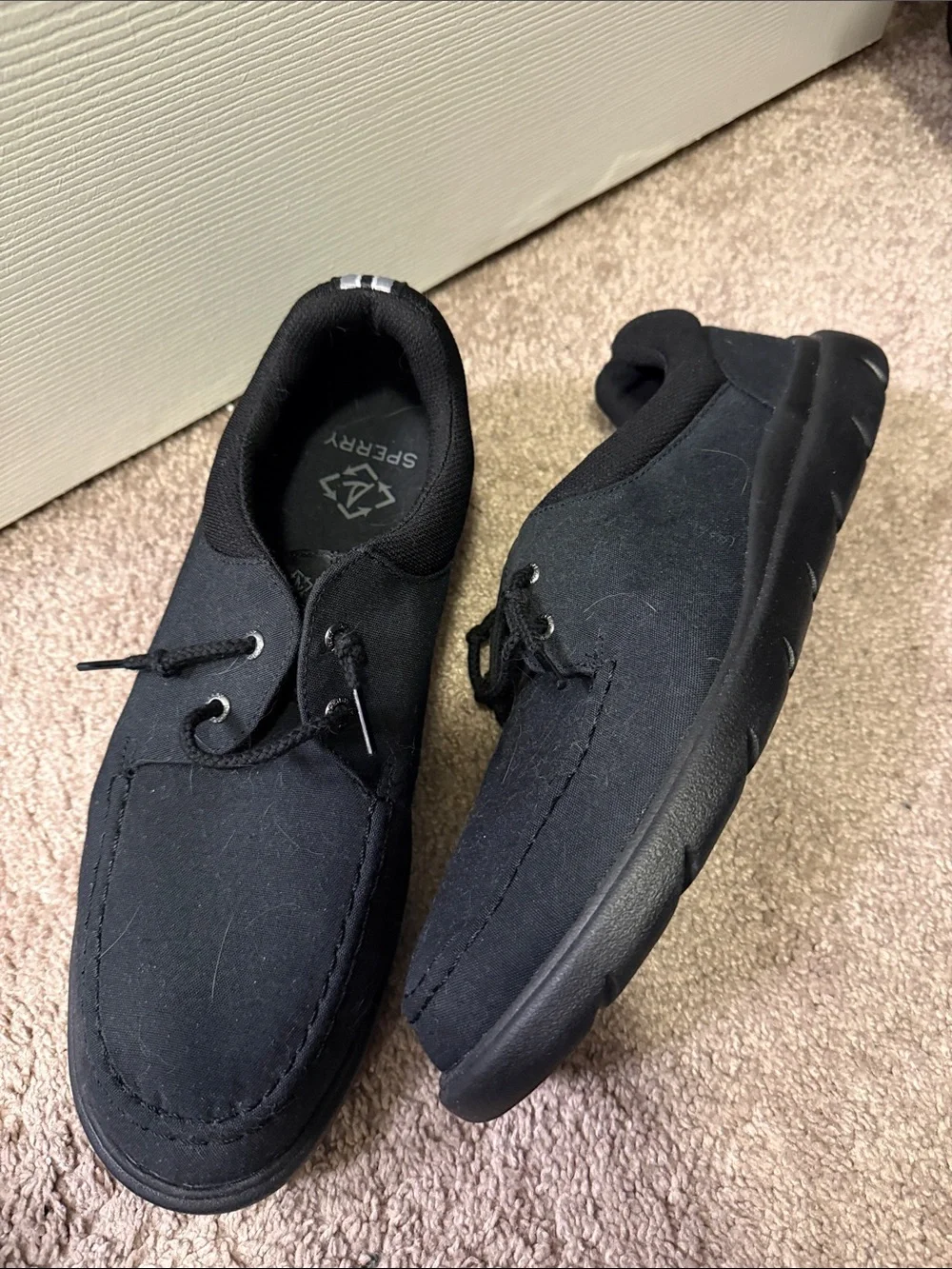 Sperry Men's Black Canvas Lace-Up Boat Shoes